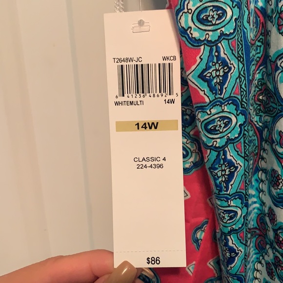 NWT patterned sleeveless London Style dress 14W - Picture 6 of 6